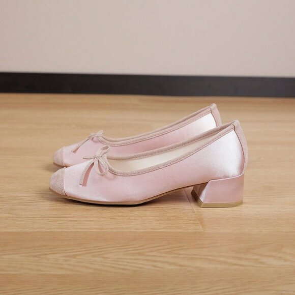 Pink Basics Women's Square Toe Chunky Heel Shoes - Picture 7 of 8